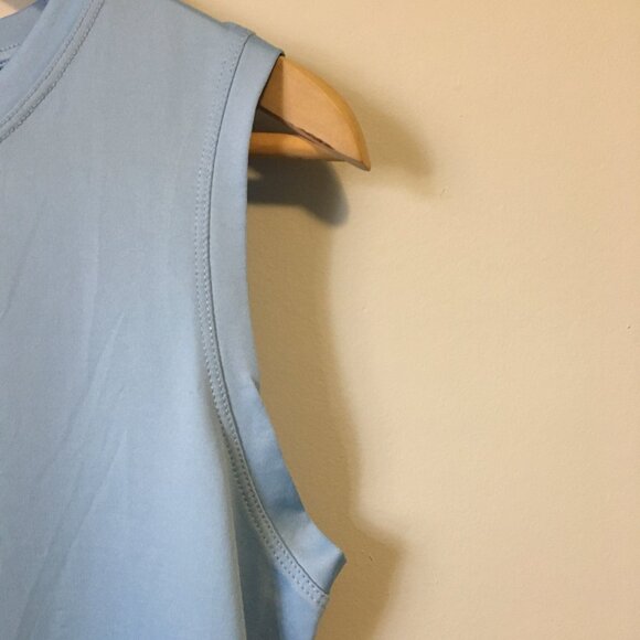 Crane Pale Sky Blue Mesh Hem Workout Tank - Picture 4 of 15